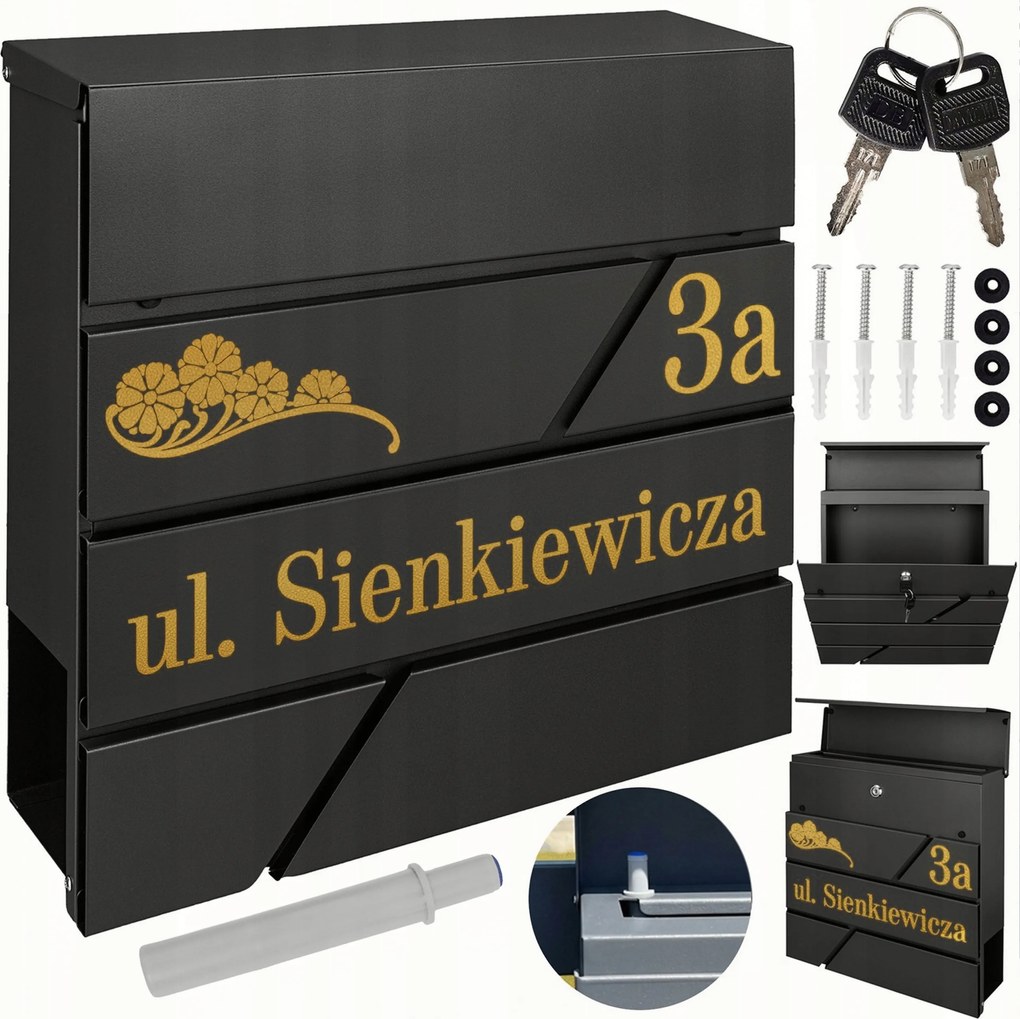 Postaláda Modern Újságtartó Arany Minta