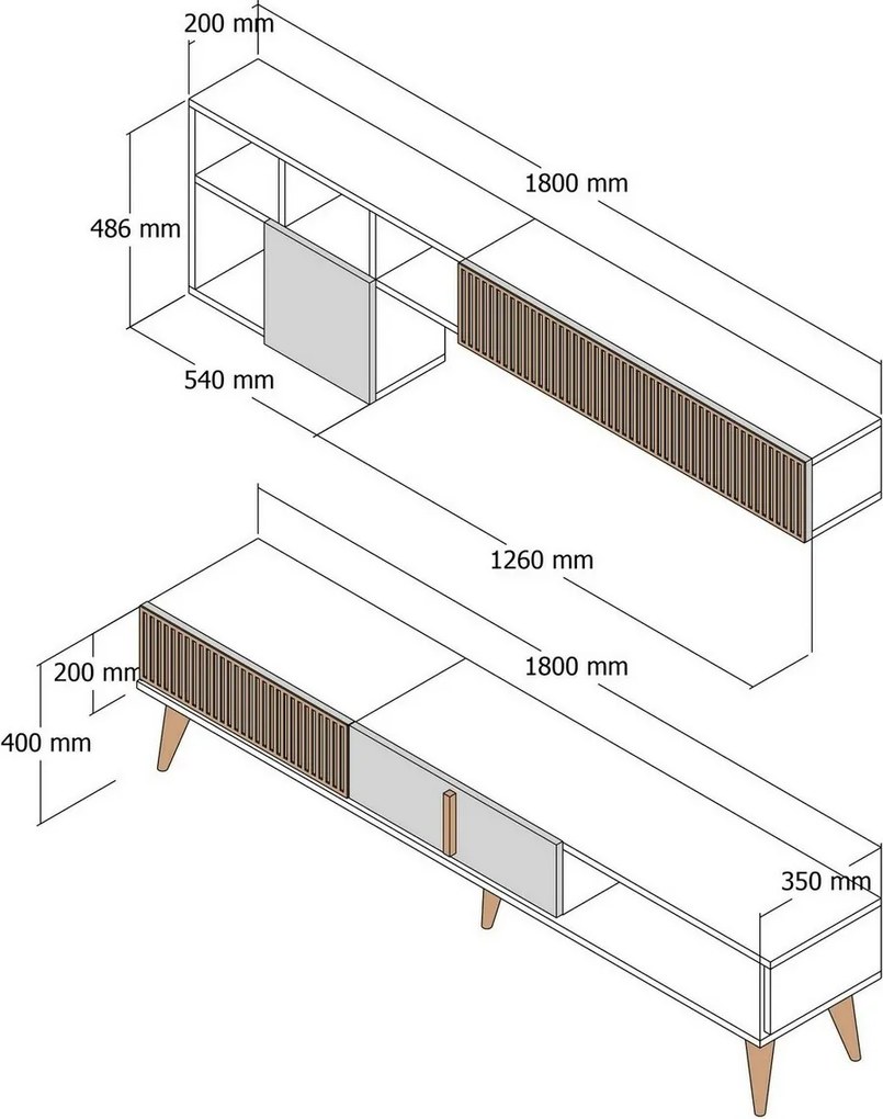 Milen Walnut and Cream TV-fal