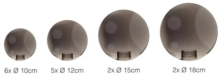 BUBBLES GLASS SHADES SET 15 SMOKY