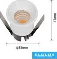 UNIVERSO Mini spot lámpatest 3w 3000k 300lm 30° IP20 Fehér D35x47mm kivágás:D28mm