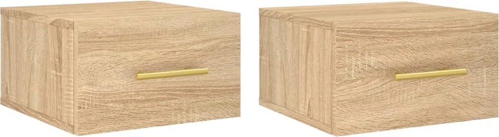 vidaXL 2 db sonoma tölgy falra szerelhető éjjeliszekrény 35x35x20 cm