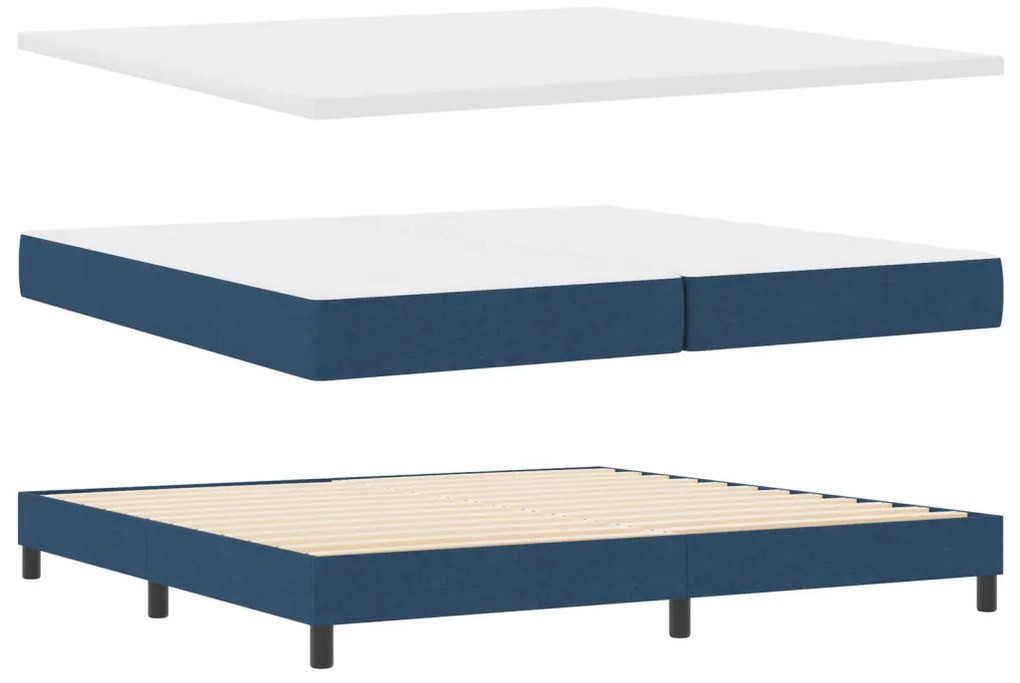 Box Spring Ágy Matraccal Kék 200x200 cm Szövet
