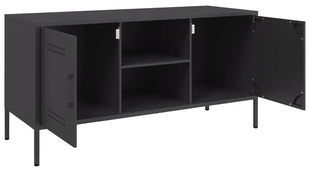 fekete acél TV-szekrény 100,5 x 39 x 50,5 cm