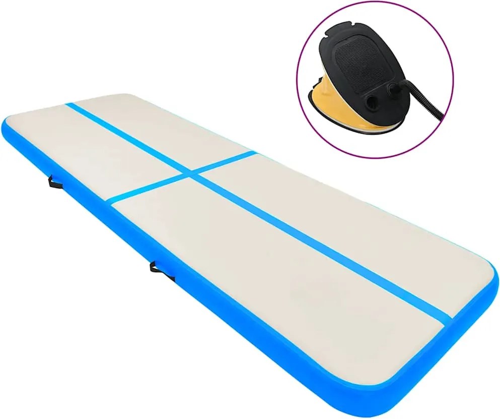 vidaXL kék PVC felfújható tornamatrac pumpával 700 x 100 x 20 cm