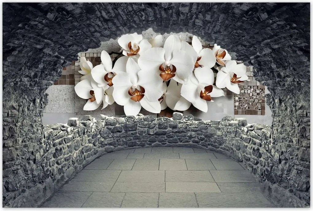 Poszterek 90x60 Fehér orchideák és mozaik