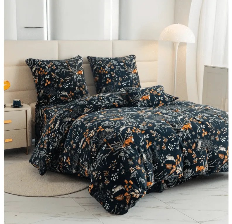 Mikroplüss ágyneműhuzat THE FOX AND THE HARE sötétzöld Ágyneműhuzat mérete: 70 x 90 cm | 140 x 220 cm