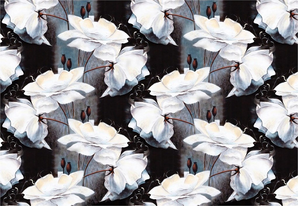 Fotótapéta Fehér virágok sötét háttéren Elegancia Finomság 200x140 +ragasztó