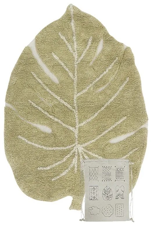 Khaki mosható kézi szövésű pamut gyerek szőnyeg 75x100 cm Mini Monstera Olive – Lorena Canals