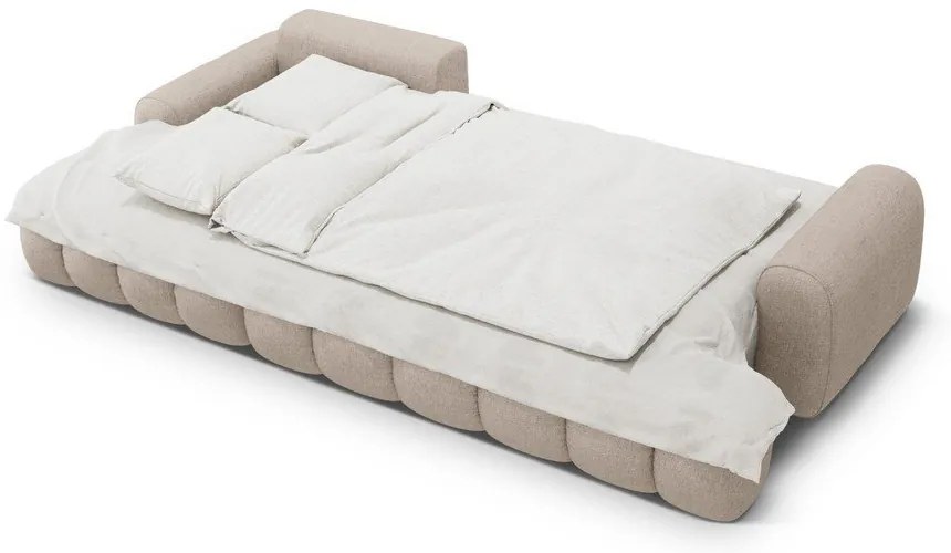 Világosbarna kinyitható-tárolóhelyes sarokkanapé (bal oldali-heverő résszel) Linz – Cosmopolitan Design