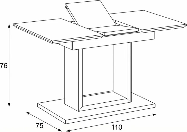 Bővíthető étkezőasztal 110-150x75 cm, MDF, fehér, HT-430 WT