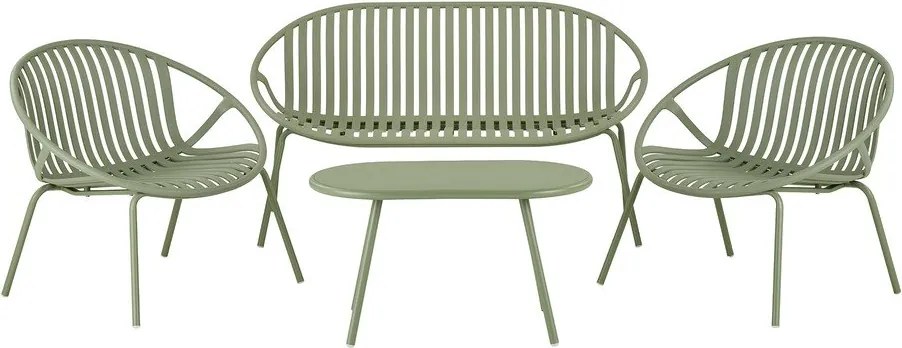 Zöld műanyag négyszemélyes kerti lounge szett Saly – House Nordic