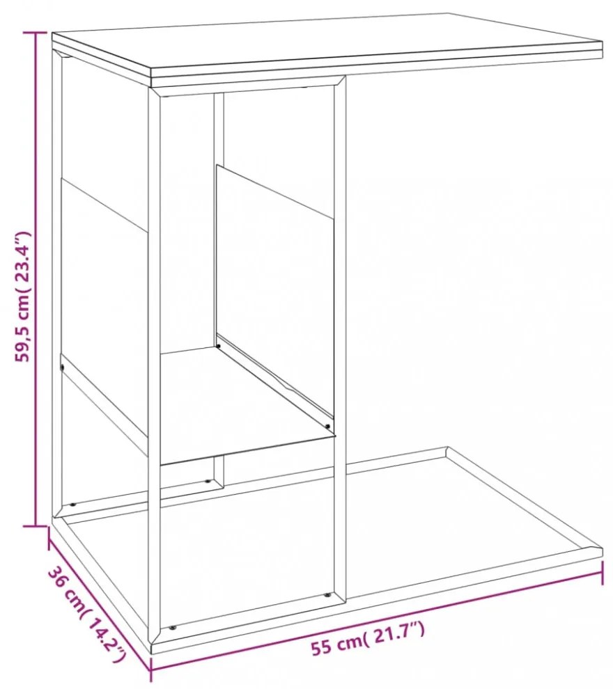 fekete szerelt fa kisasztal 55x36x59,5 cm