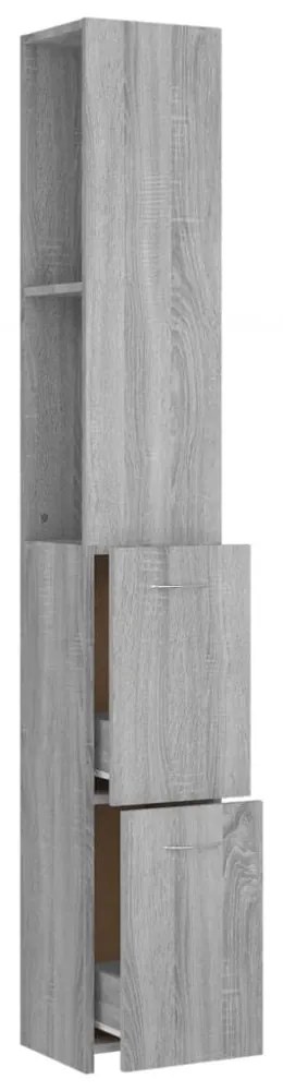 szürke sonoma színű szerelt fa fürdőszobaszekrény 25x26,5x170cm