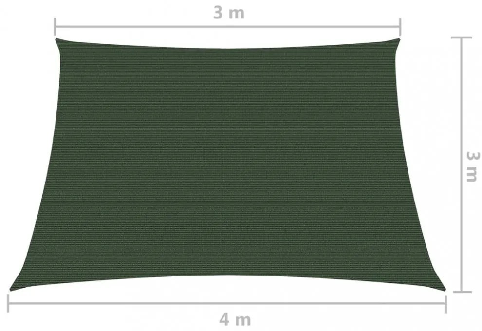 sötétzöld HDPE napvitorla 160 g/m² 3/4 x 3 m