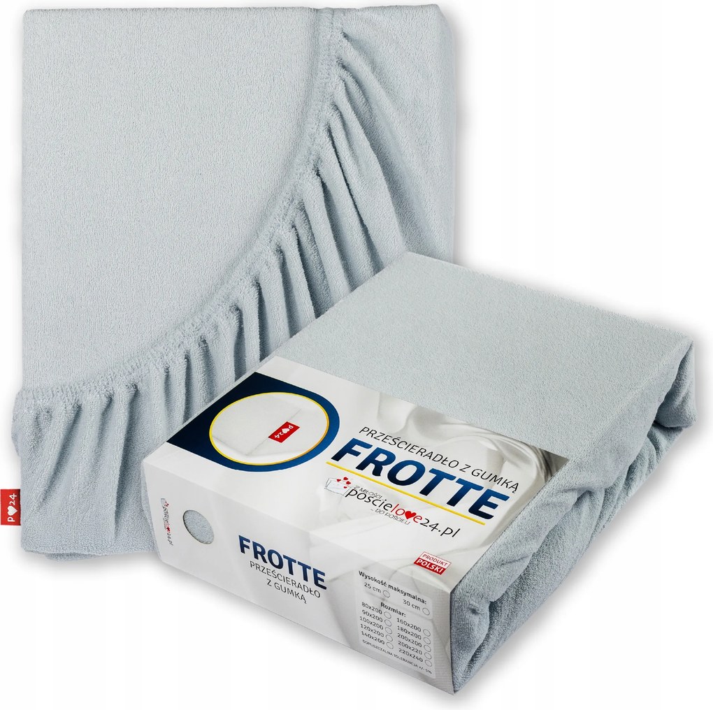 Frottír lepedő 200x220 gumis vastag pamut oldal 30 cm Hamuszürke