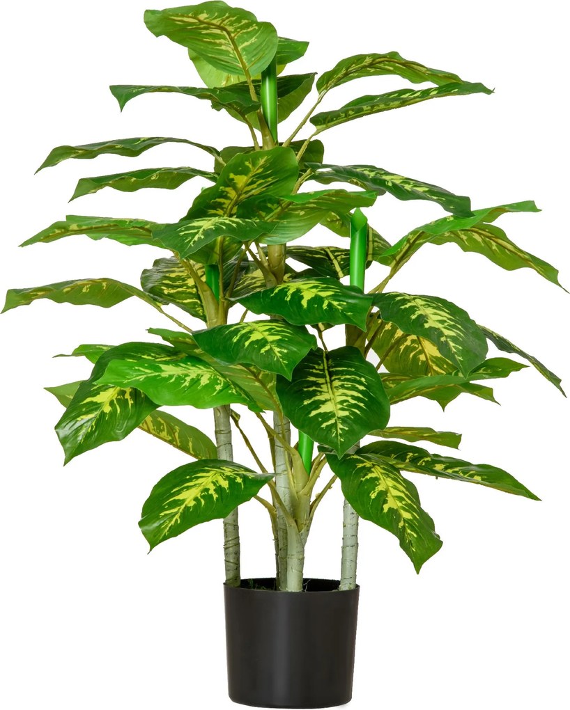 HOMCOM Nagy Mesterséges Dieffenbachia 95 cm Műnövény, Mű Dieffenbachia Növény Cserépben, Mesterséges Fa Műfűvel a Nappali Hálószoba Dekorációhoz és Ke