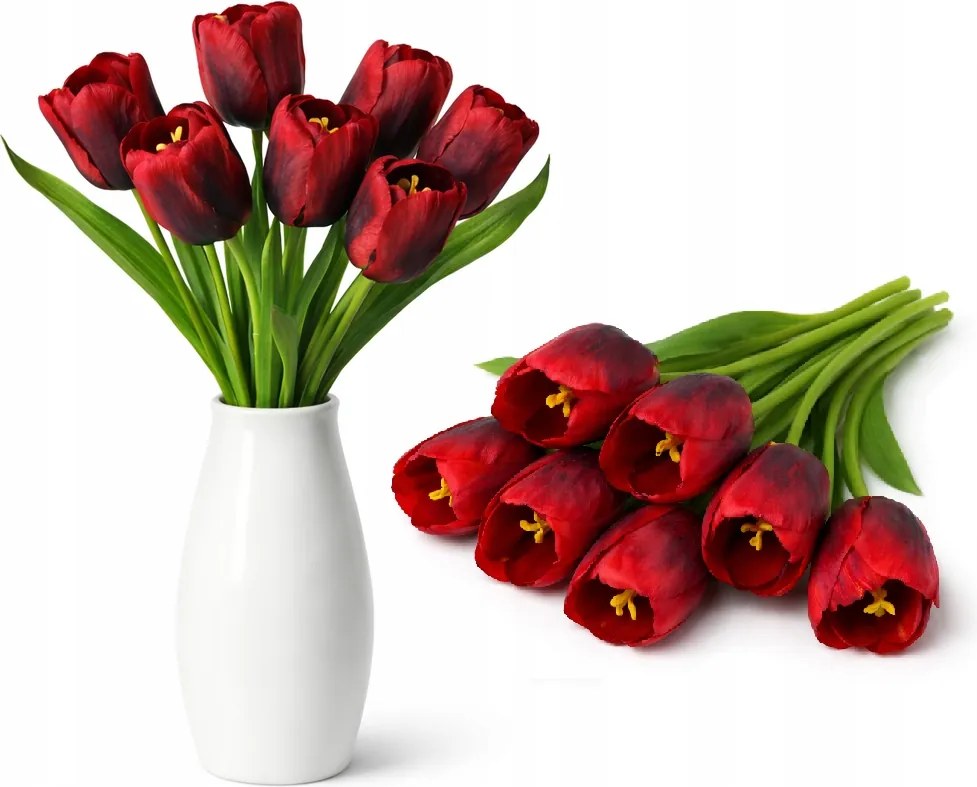 Tulipán Csokor 7 Piros művirág Élő Húsvéti dekoráció