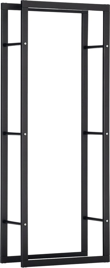 HOMCOM Fakanál Rack 60 x 25 x 150 cm, Acél Támogatás, Maximum 100kg, Kerti Tűzifa Rack, Kerti Tűzifa, Kül- és Beltéri Használatra Fekete | Aosom