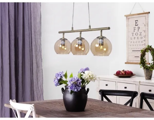 Cottex T2493AA - CAPELLA kábelre szerelhető függőlámpa 3xE14/40W/230V, füstszínű/barna