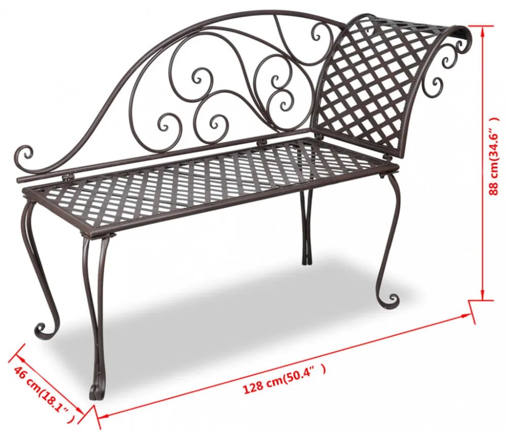 barna antik acél kerti pad 128 cm