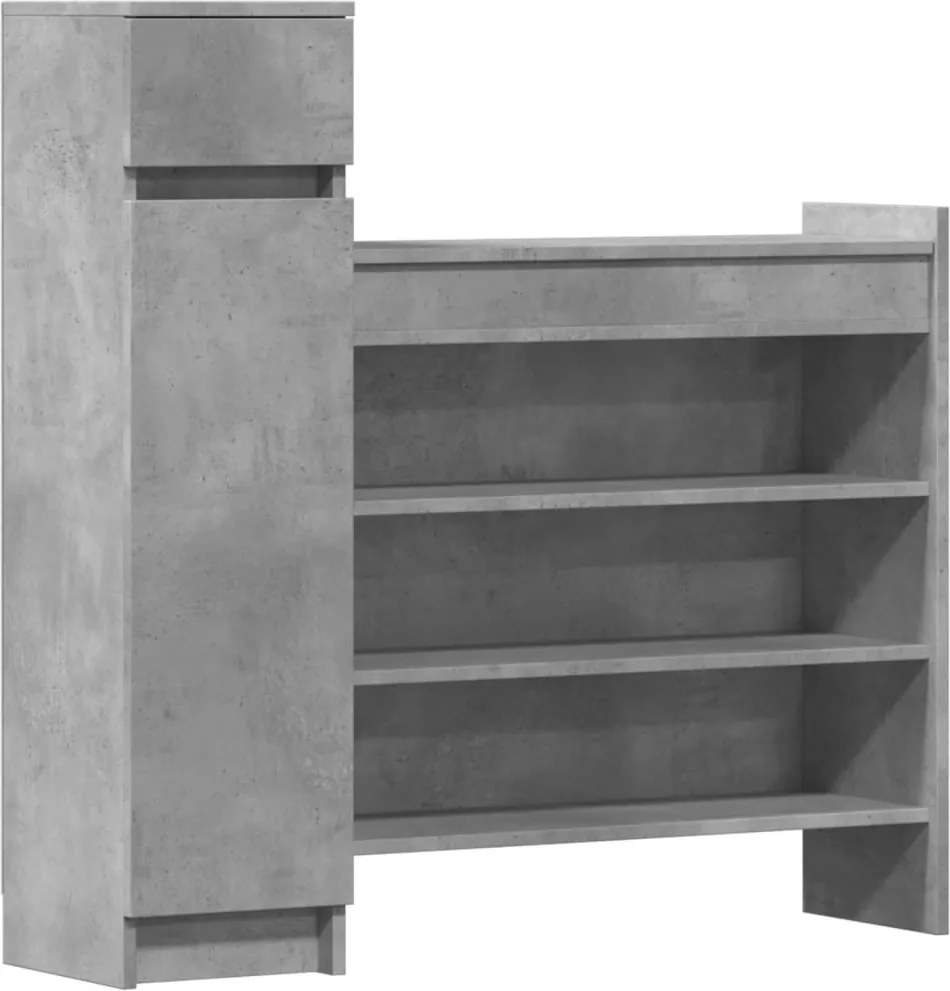 vidaXL betonszürke szerelt fa cipősszekrény 100,5 x 28 x 100 cm
