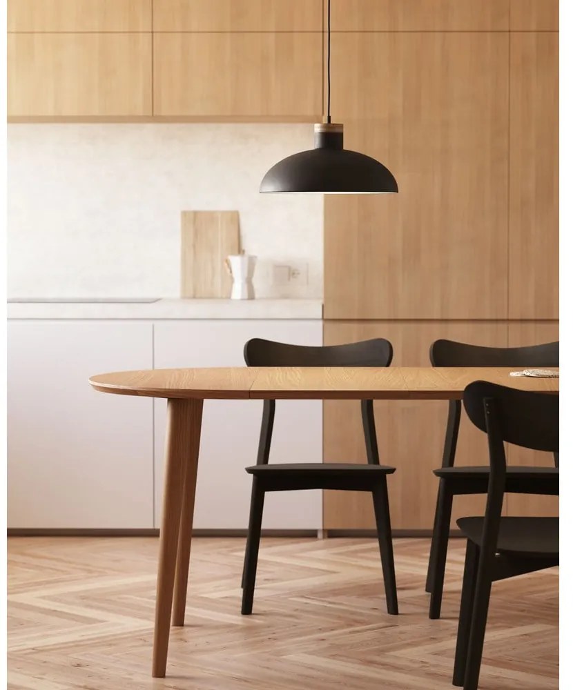 Natúr színű kerek bővíthető étkezőasztal tölgyfa dekorral ø 90 cm Oqui – Kave Home