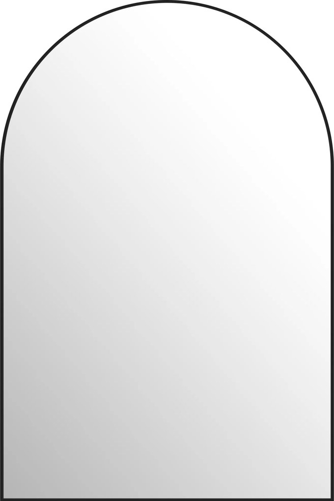 HOMCOM Ívelt Fali Tükör, Fürdőszobai Tükör, 60 x 90 cm, nagy felbontású, alumínium ötvözet kerettel, hálószobába, nappaliba, előszobába, fekete | Aoso