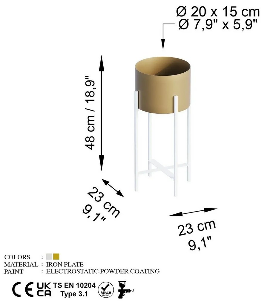GED-026-C, Aurum fém virágtartó állvány, fehér/arany