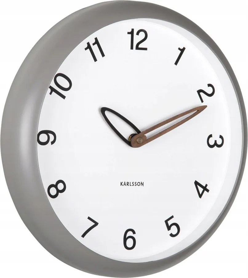 Szürke Kerek Jól Olvasható Falióra Karlsson Bella KA6043GY 30 cm