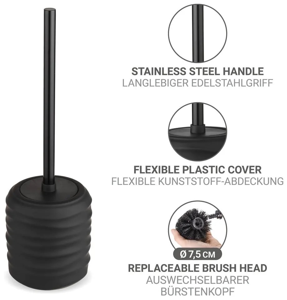 Fekete kerámia WC-kefe Illana – Wenko