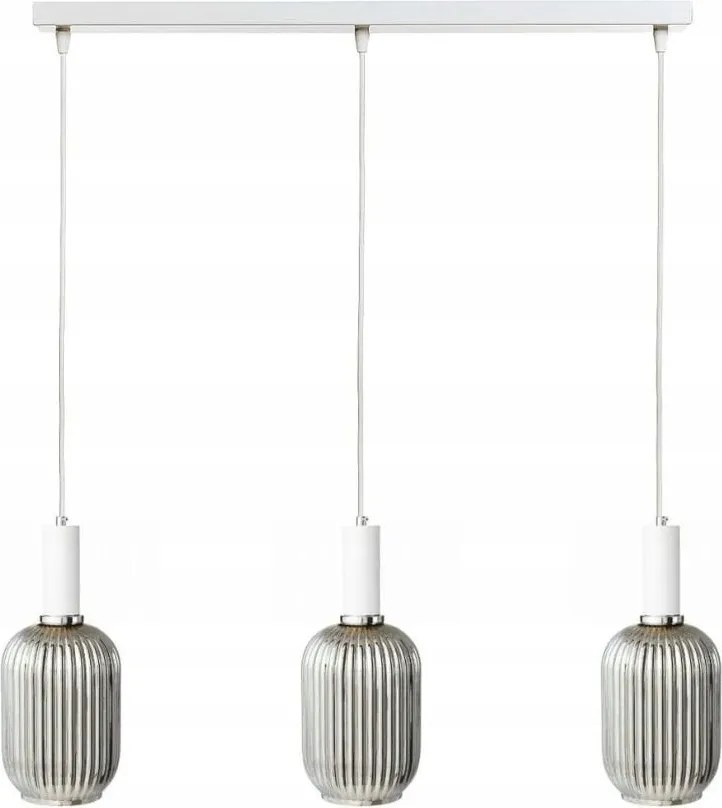 Moderna Slim grafit üveg hármas függőlámpa sínre szerelve