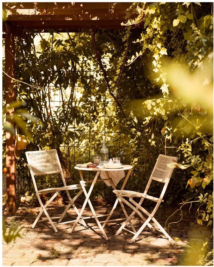 Bézs fém kétszemélyes kerti étkezőgarnitúra Arcas – House Nordic