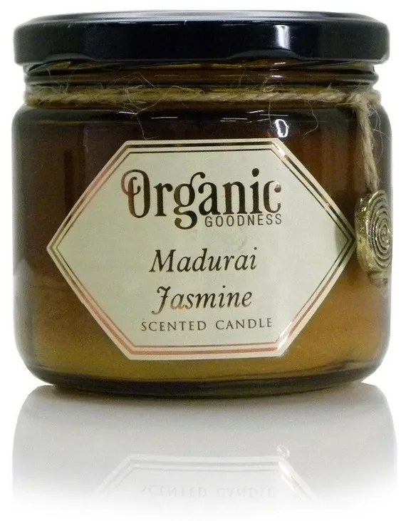 Madurai jázmin 200 g bio gyertya borostyánszínűüvegben