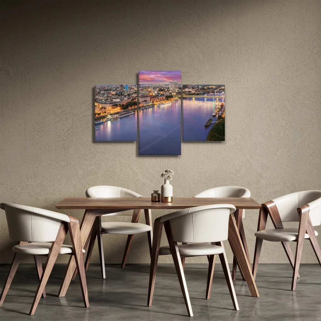 Pozsonyi éjszakai város képe folyóval (90x60 cm)
