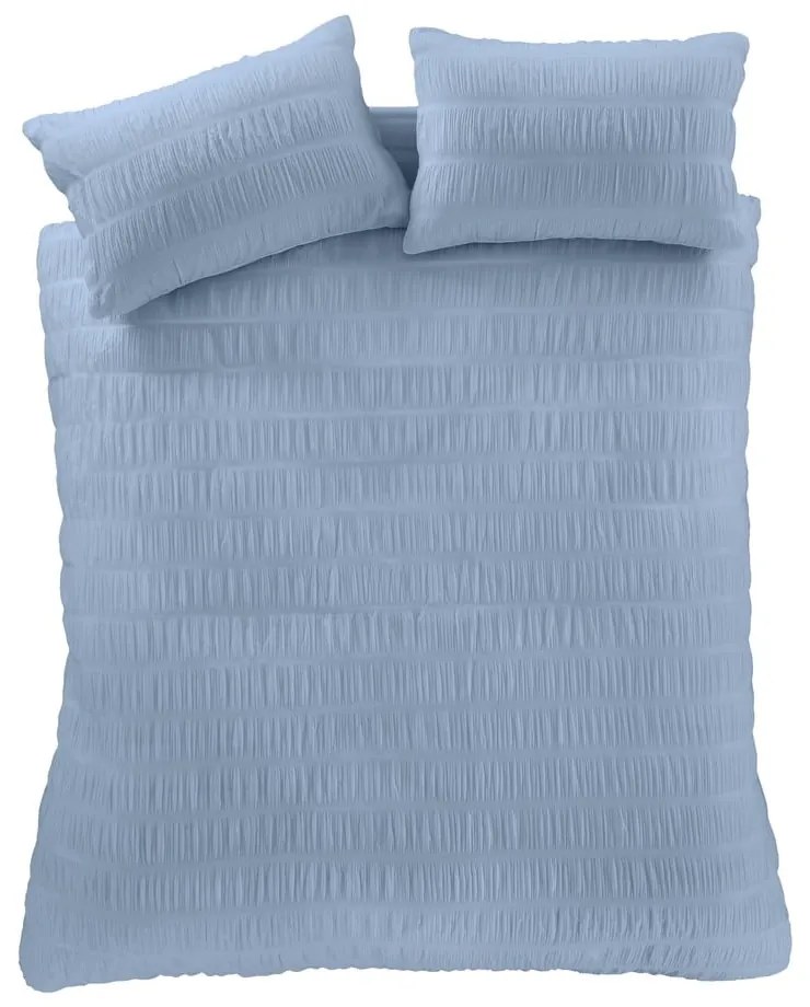 Kék kétszemélyes-hosszabbított krepp ágyneműhuzat 230x220 cm Seersucker – Catherine Lansfield