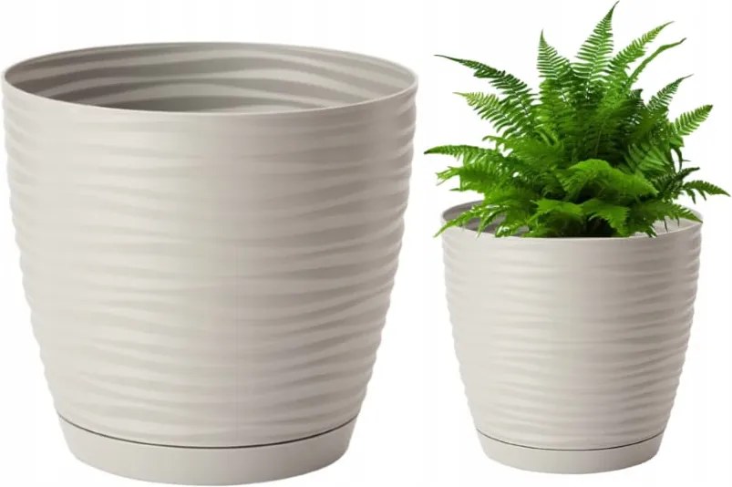 Virágtartó állvány kerek műanyag világosszürke 10,7x11cm