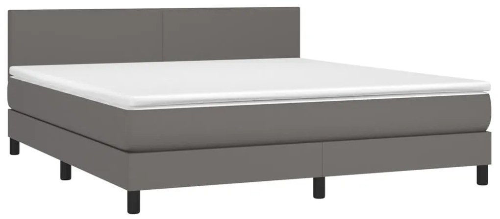 szürke műbőr rugós ágy matraccal és LED-del 180x200 cm