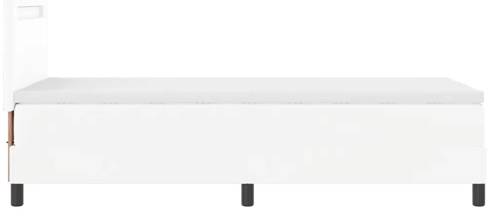 Ágykeret, amihez matrac kell, fehér színben, 90x200 cm, műbőr.