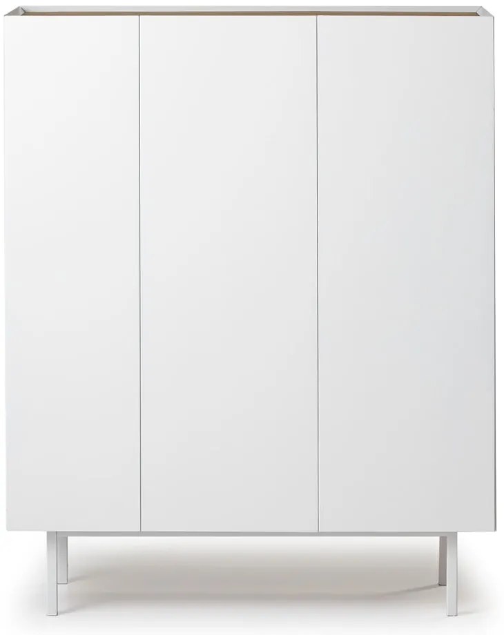 Fehér magas komód tölgyfa dekorral 95x120 cm Arista – Teulat