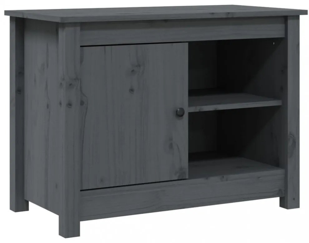 szürke tömör fenyőfa TV-szekrény 70 x 36,5 x 52 cm