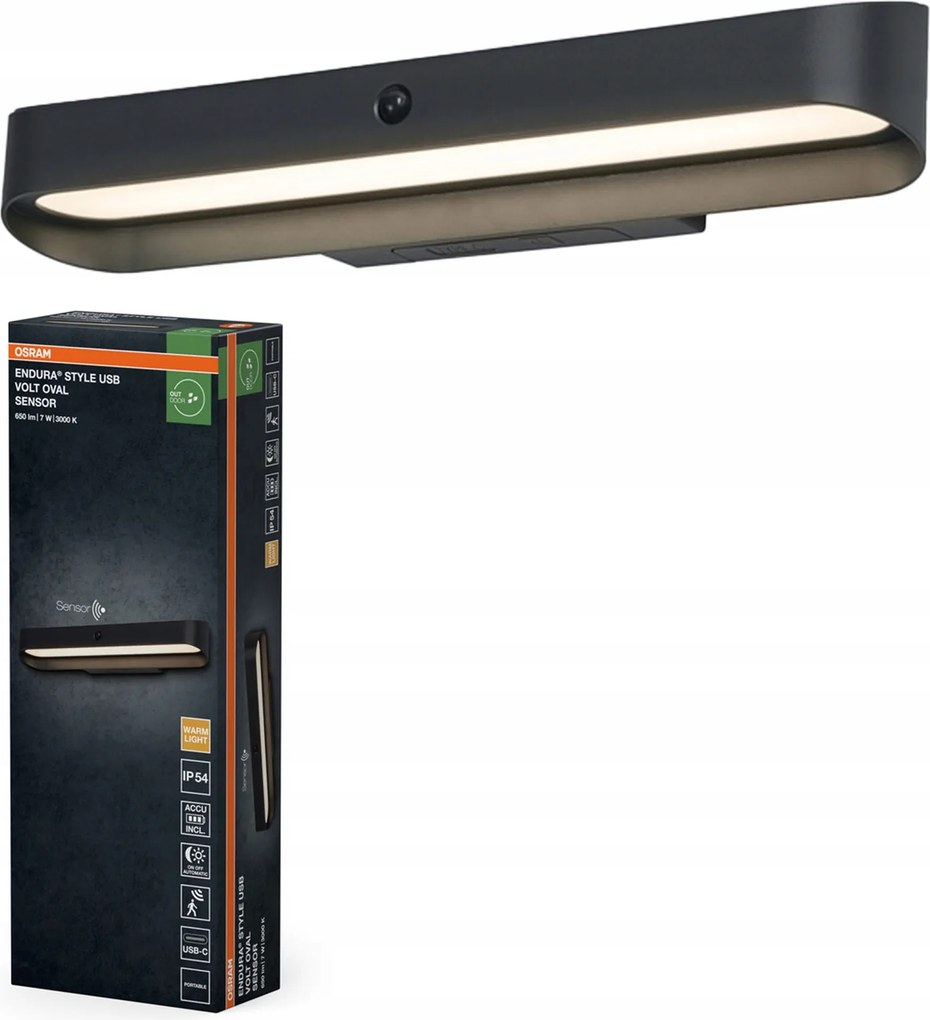 Kerti fali lámpa Led alkonyati mozgásérzékelő 7W 3000K IP54 Endura