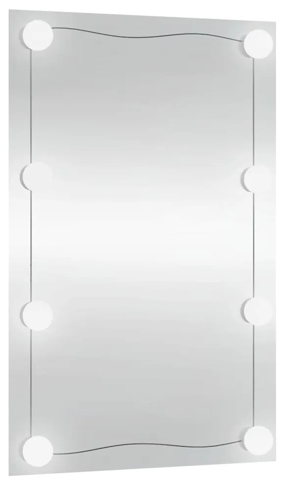 téglalap alakú üveg falitükör LED fényekkel 40 x 60 cm