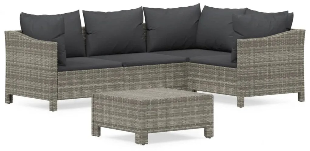 5 részes szürke polyrattan kerti ülőgarnitúra párnákkal