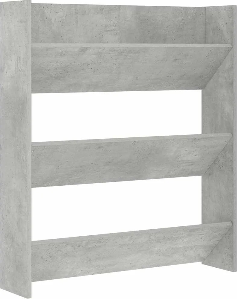 vidaXL betonszürke forgácslap fali cipősszekrény 80 x 18 x 90 cm