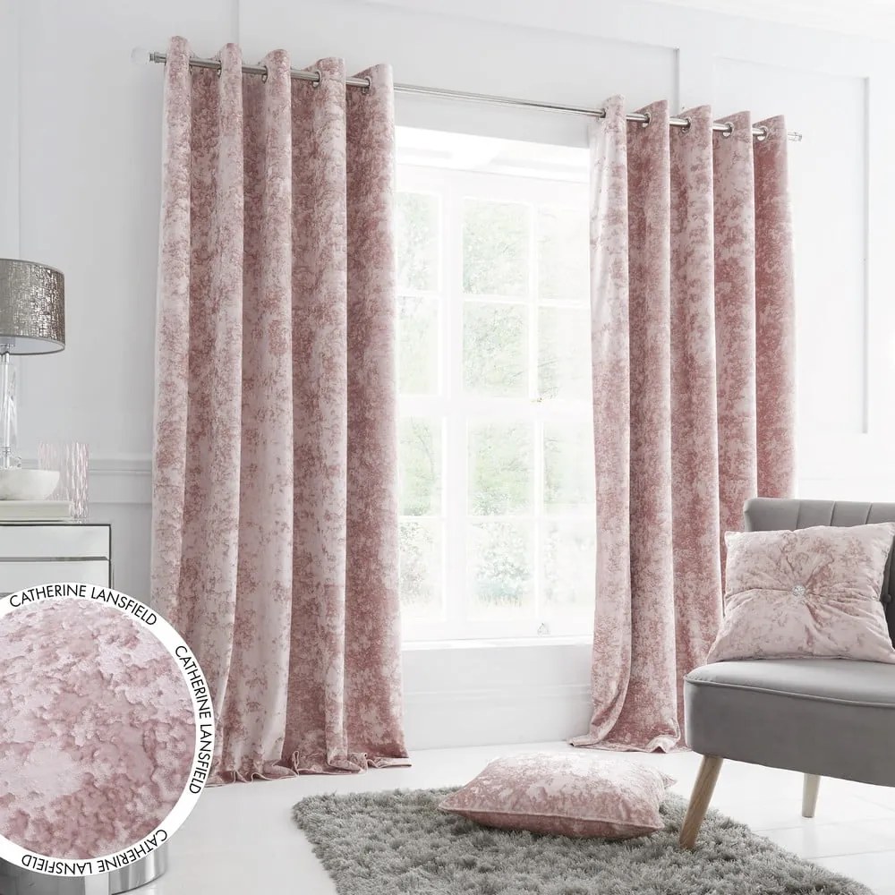 Rózsaszín függöny szett 2 db-os 168x229 cm Crushed Velvet – Catherine Lansfield