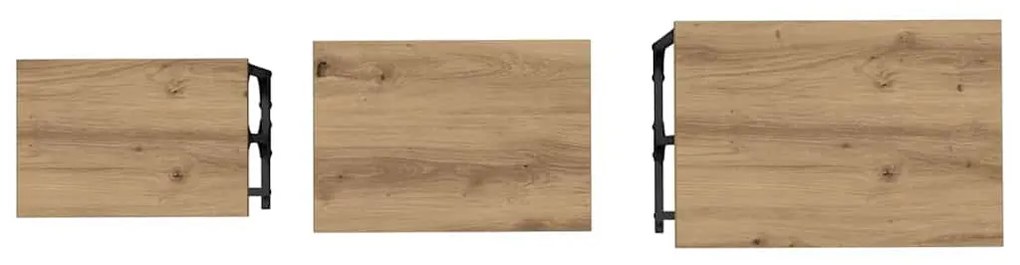 Fészkelt Kávézó Asztal 3 pcs kézműves tölgy 50.5 x 35 x 53 cm