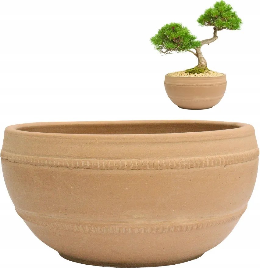 Bonsai Virágtartó 30cm terrakotta agyag bézs fedő nappali virágtartó