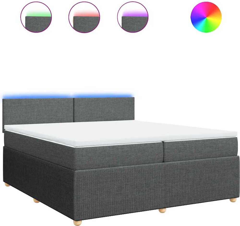 vidaXL sötétszürke szövet rugós ágy matraccal 200 x 200 cm