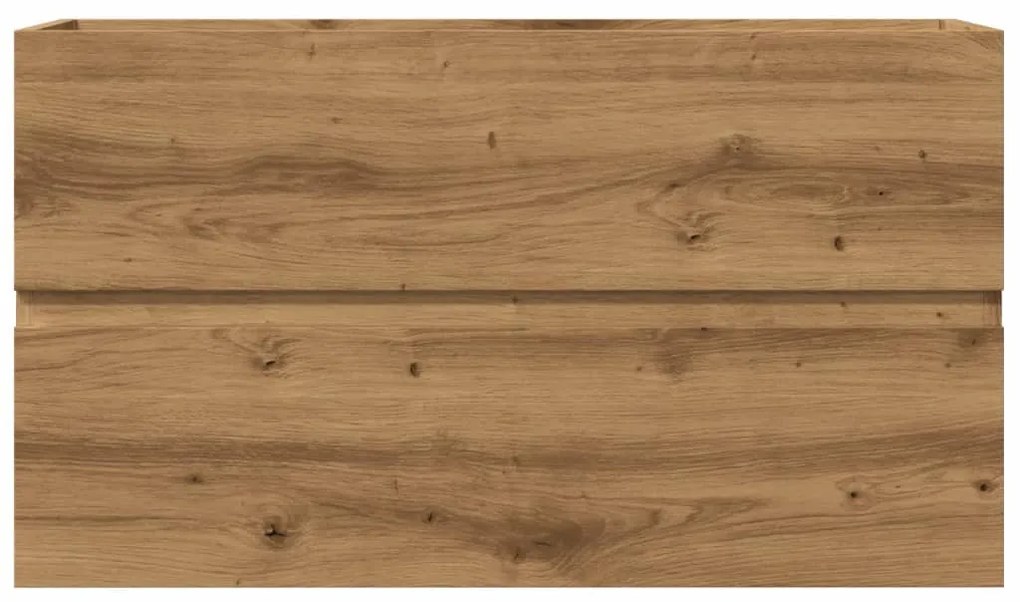 Kézműves tölgy színű szerelt fa mosdószekrény 90 x 38,5 x 45 cm