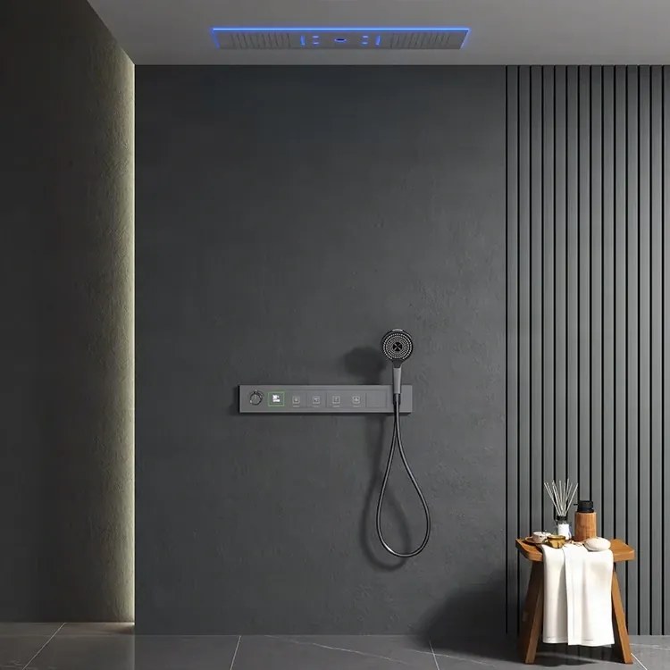 Falba süllyesztett zuhanyrendszer ELITE EDITION BCS1045, 6 funkcióval, LED-világítással, termosztáttal és többféle felülettel — Gunmetal szürke —…
